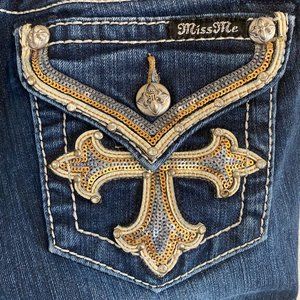 Miss Me Boot Cut Embellished Cross Jeans - Women's Size 26